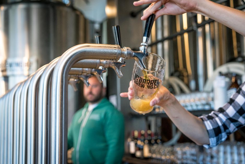 Craft beer flight served at the taproom